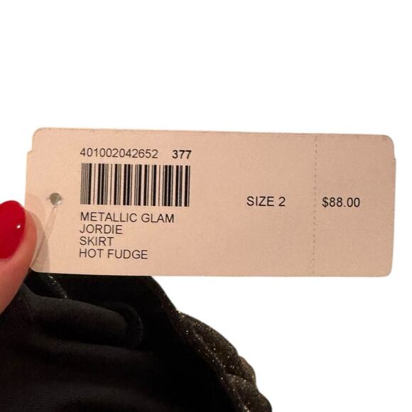 Chico’s Travelers NWT Jordie Metallic Glam Dark Brown Gold Sparkle Midi Skirt - Picture 5 of 8